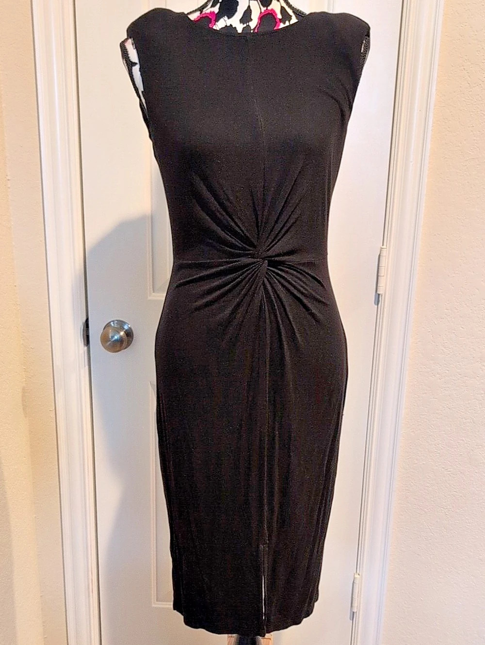 Calvin Klein Ruched Midi Dress in Black Size 2 Like New